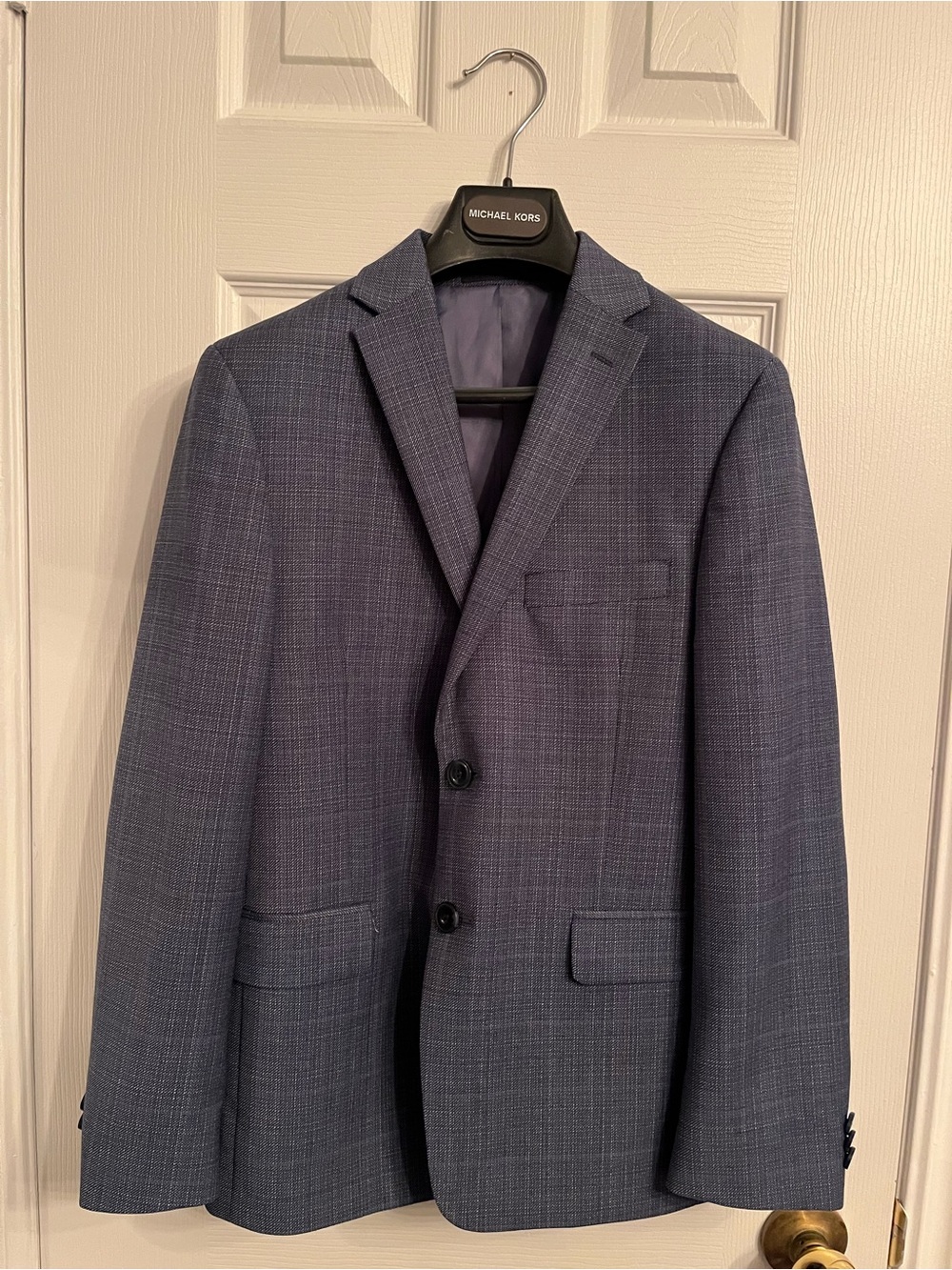 Michael Kors Boys Navy Blue Textured Two-Button Blazer/Suit Jacket